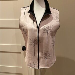 Women's Beige Suede Robert Kitchen Tree Patterned Vest